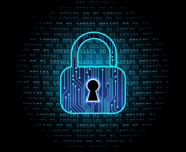 Secure lock icon on a modern graphic background